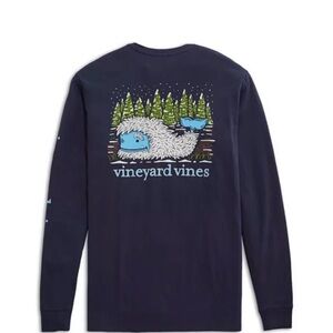 NWT Vineyard Vines Men’s Yeti Whale Graphic Long Sleeve Navy Tee